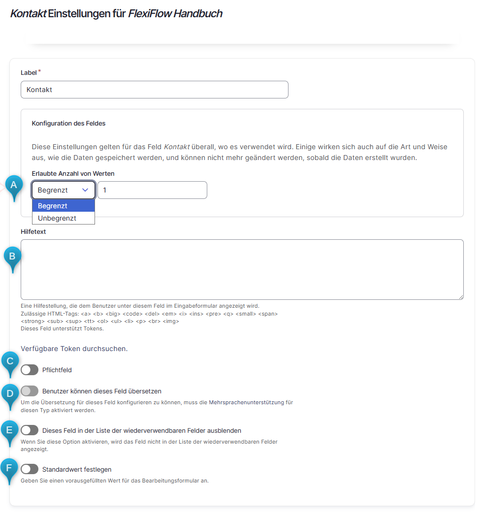Abb. Feldtypübergreifende Konfigurationen